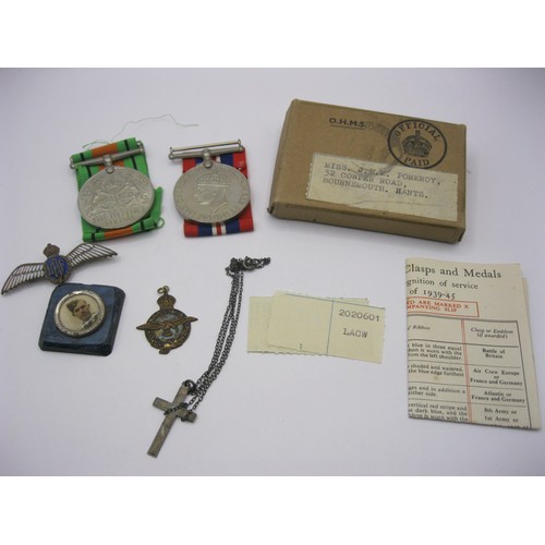 154 - Local Interest - A boxed pair of WW2 medals in original packaging with paperwork to Leading Aircraft... 