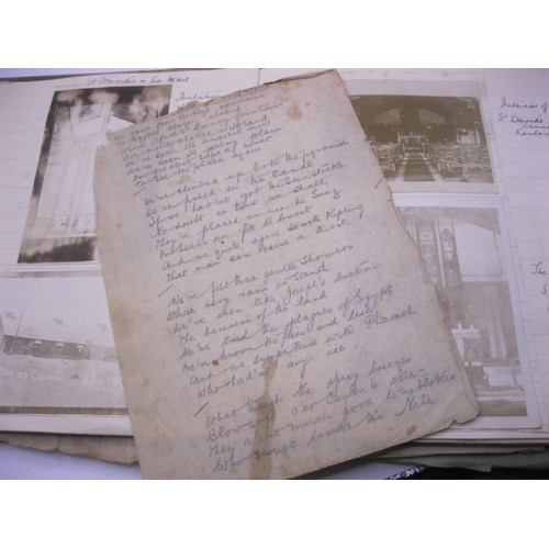 158 - Local Interest - A WW1 diary/scrapbook containing photographs, letters, postcards, leave passes comp... 