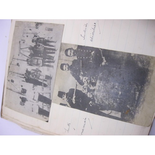 158 - Local Interest - A WW1 diary/scrapbook containing photographs, letters, postcards, leave passes comp... 