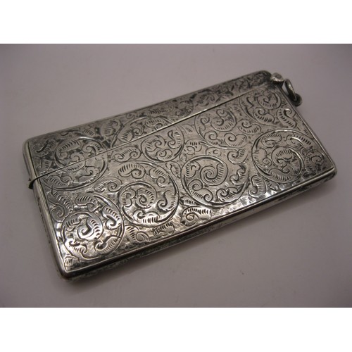 163 - A sterling silver calling card case with floral decoration and blank cartouche, hallmarked for Birmi... 