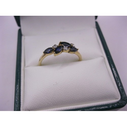 213 - A hallmarked 9 carat gold  sapphire and diamond set ring, approx weight 1.4g, size Q