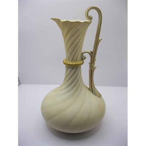 241 - A Grainger Royal Worcester blush ivory large ewer with ornate handle and gilt decoration