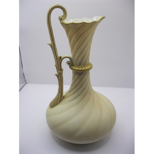 241 - A Grainger Royal Worcester blush ivory large ewer with ornate handle and gilt decoration