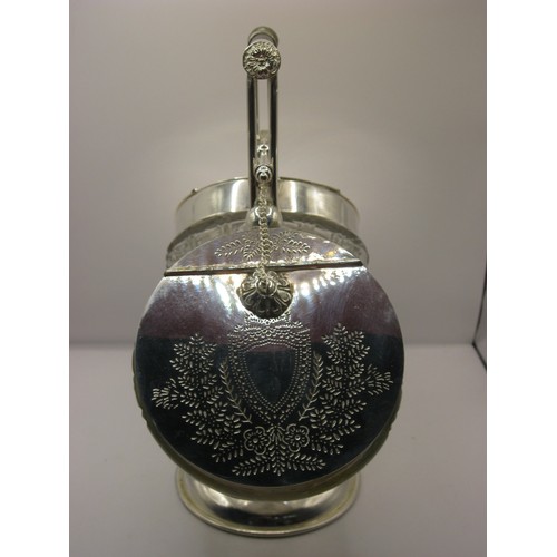 255 - A cut glass double-ended silver plated biscuit barrel