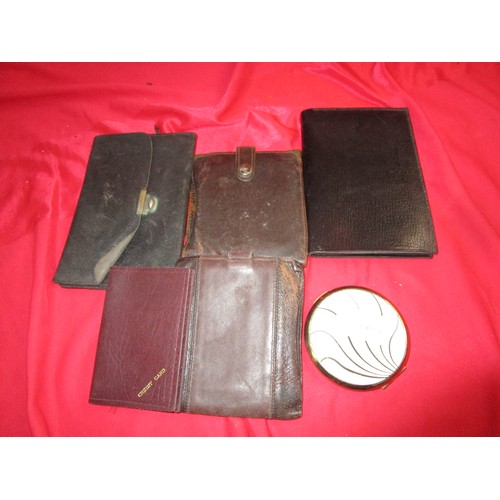 37 - A selection of Leather wallets including a French manufactured one along with a Stratton compact wit... 