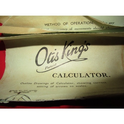 45 - Otis kings Pocket calculator in original Leather holder with instructions and outer box .