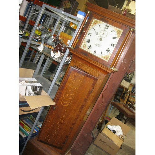 369 - Local Interest - An early 19th century painted dial grandfather clock small Grandfather Clock by Pet... 