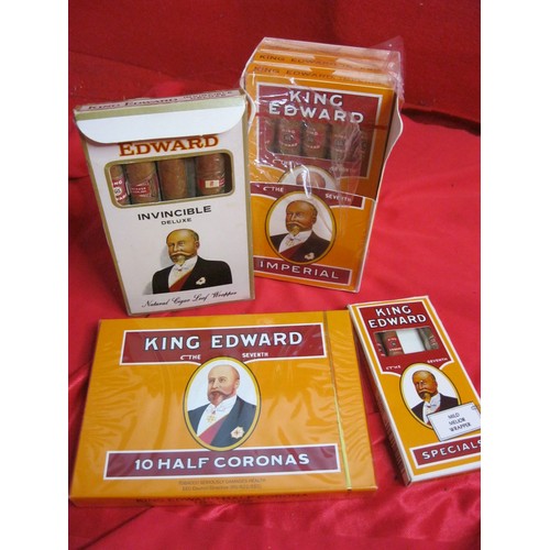 372 - An opened 25 in 5's pack containing 3 sealed packets of King Edward the Seventh Imperial Cigars, an ... 