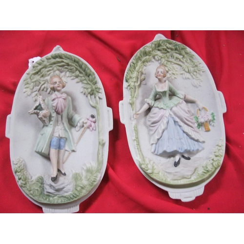 347 - A pair of delicate, hand-painted plaques marked to the rear for Chase and manufactured in Occupied J... 