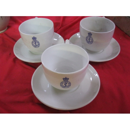 349 - Three military teacups with the Seal of HM Admiralty, all marked with the MoD broad arrow with 1960s... 