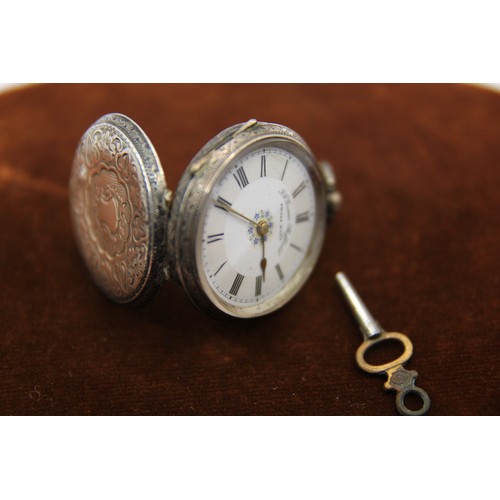 75 - A 925 sterling silver pocket watch, key wind, in running order