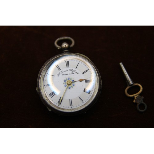 75 - A 925 sterling silver pocket watch, key wind, in running order