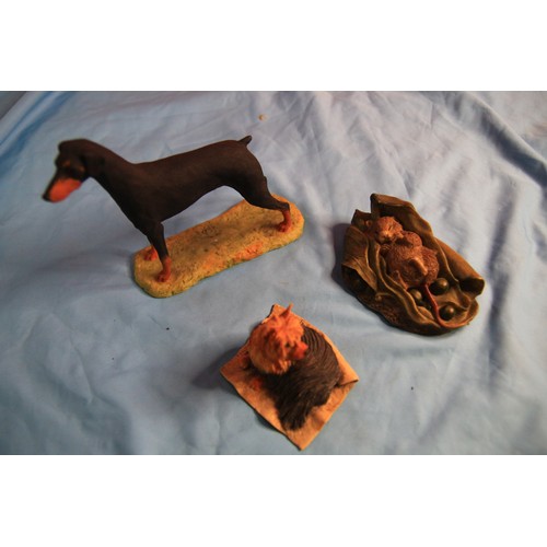 63 - Two Border fine arts figurines ,a Doberman,Scottish terrier and a john Beswick Doormouse.