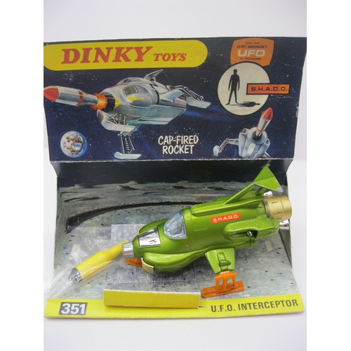 199 - A Dinky Toys #351 UFO Interceptor, boxed and in very good condition (a couple of areas of paint loss... 