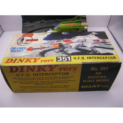 199 - A Dinky Toys #351 UFO Interceptor, boxed and in very good condition (a couple of areas of paint loss... 