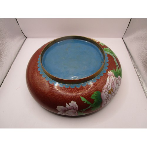 18 - Chinese Cloisonne bowl approx 9 inches across in pristine condition.