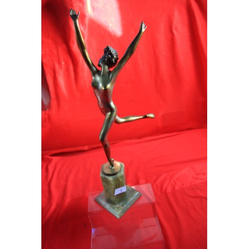 3 - A striking cold painted bronze figure of a  dancer in art deco style by Josef Lorenzl (Austria, 1892... 