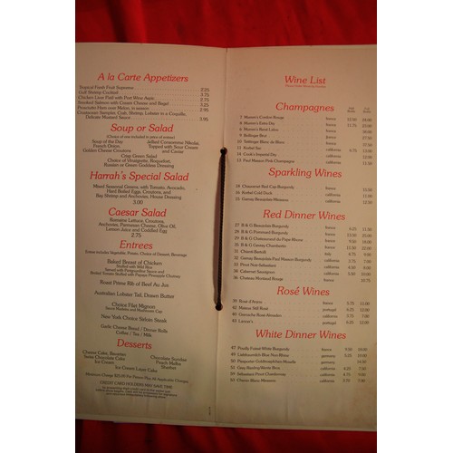 72 - A restaurant menu from Harrahs Tahoe signed by Liza Minnelli based around Lake Tahoe in USA  along w... 