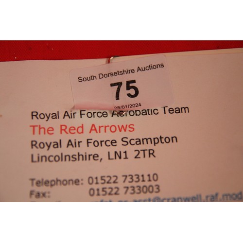 75 - A fully signed 2004 Red Arrows Royal air force aerobatic team promotional poster with a letter of au... 