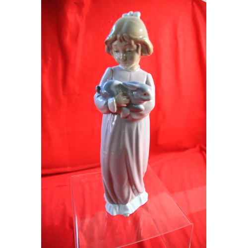 44 - Nao girl holding rabbit, 32cm boxed in original straw packaging