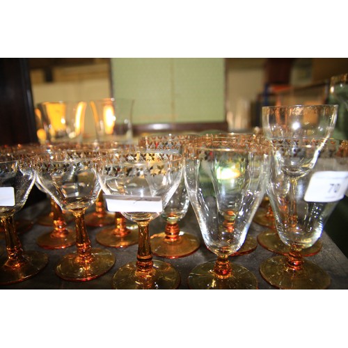 70 - A large quantity of French glass glasses to include Champagne,Cider,Wine and aperitif.
All in very g... 