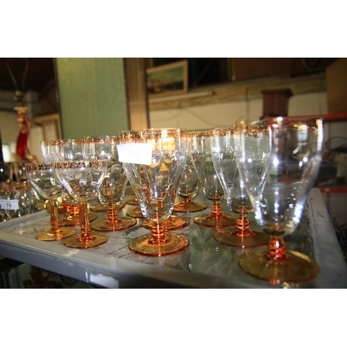 70 - A large quantity of French glass glasses to include Champagne,Cider,Wine and aperitif.
All in very g... 