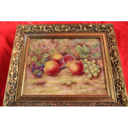 35 - Henwick Studios hand painted by artist A J JOHN in the Royal Worcester fruits style .