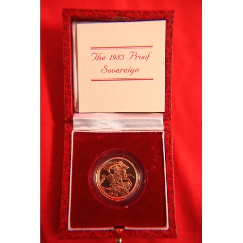 39 - A 1983 Gold Proof Sovereign, cased & encapsulated, mint uncirculated condition