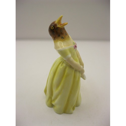 138 - Royal Worcester candle snuffer or extinguisher 'Jenny Lind', modelled as woman in yellow dress with ... 