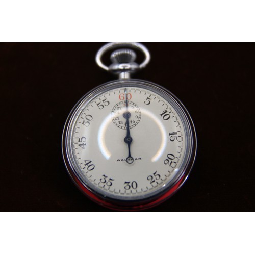 11 - Waltham military chronometer stopwatch, nickel-plated case, the movement inscribed WALTHAM USA 16 '4... 