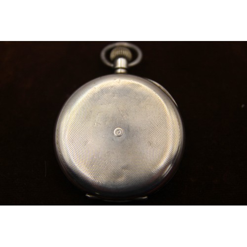 20 - 925 imported silver hunter pocket watch, dial inscribed RECORD with Roman numerals and subsidiary se... 