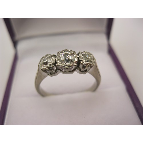 141 - 18ct white gold approx. 0.6ct diamond ring, size M/N 3.04g