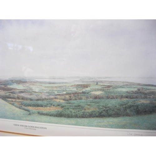 258 - Local Interest - A framed and glazed print 'View from Godlingston', signed and numbered print by Cli... 