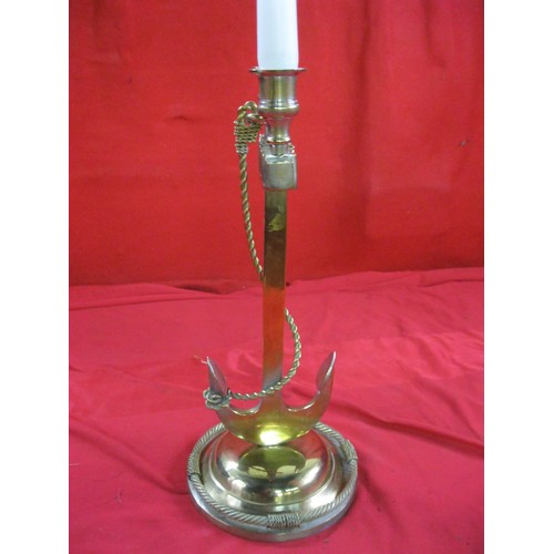 204 - A vintage silver plate candlestick holder in the form of a fouled anchor