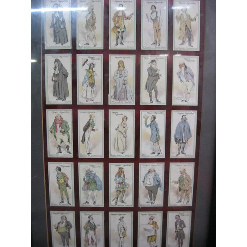 78 - Six glazed framed sets of Cigarette cards featuring Dickensian characters - 5 of Cope's Cigarettes a... 