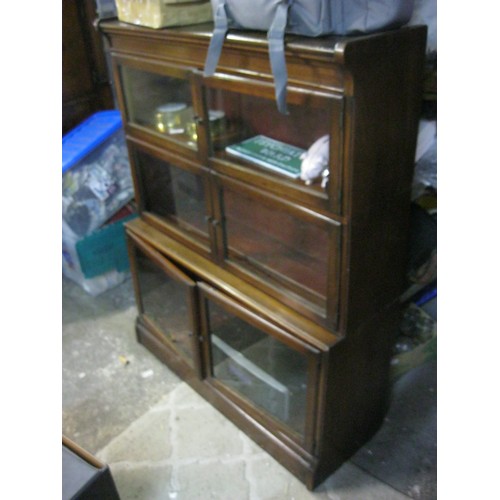 206 - A mahogany glass fronted set of detachable Barrister's bookcases, 3 tier, all in good order