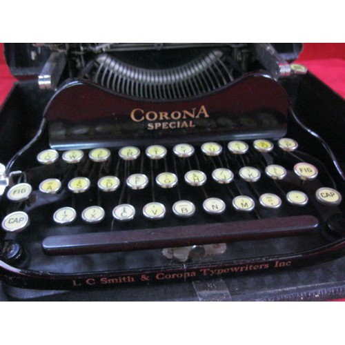 180 - L C Smith & Corona Typewriters Inc Corona Special folding typewriter with carry case. The typewriter... 