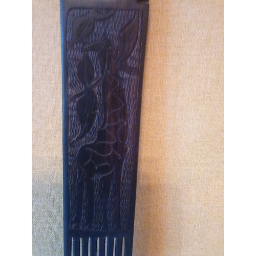 103 - African Tribal Art hardwood hand-carved Ornamental Comb height 24