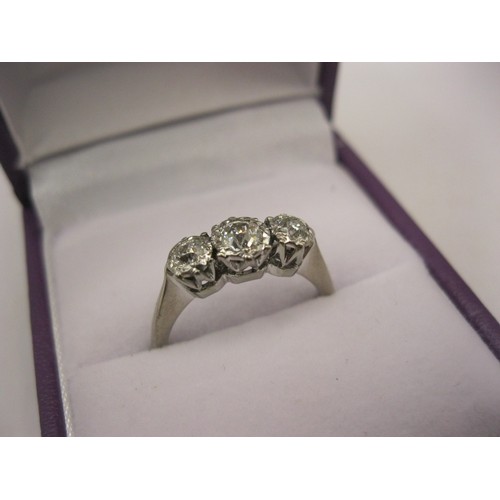 125 - 18ct white gold approx. 0.6ct diamond ring, size M/N 3.04g