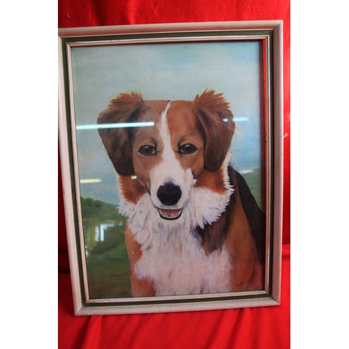 141 - A oil on board of a dog by Brian Clough