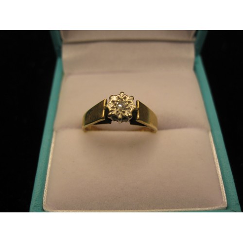 208 - A 9 carat gold ring with central diamond mounted in a platinum setting, approx weight 2.76g, size L/... 