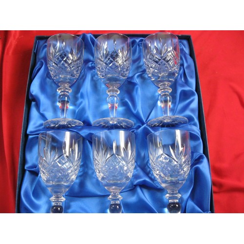 171 - A boxed set of six Bohemia Ascot Fine Cut Lead Crystal tumblers; two boxed sets of Edinburgh importe... 