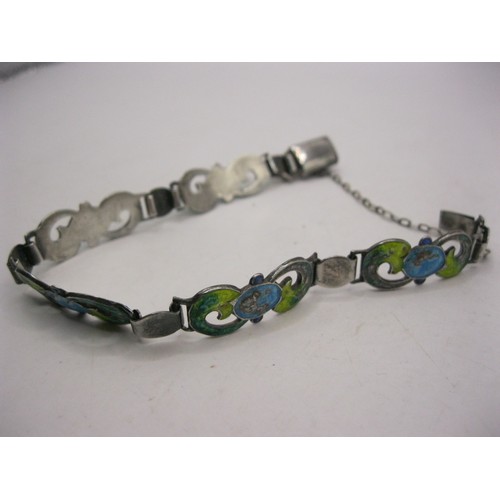 223 - An antique sterling silver and enamel bracelet, very decorative, approx weight 14.47g