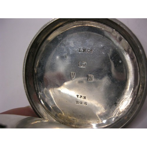 258 - A sterling silver key wind pocket watch, the case hallmarked for Chester 1893, in running order (not... 