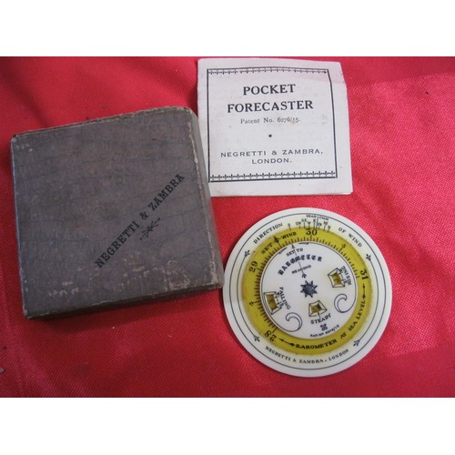 161 - Negretti & Zambra Pocket Forecaster Patent No 6276/15 with original box and instructions