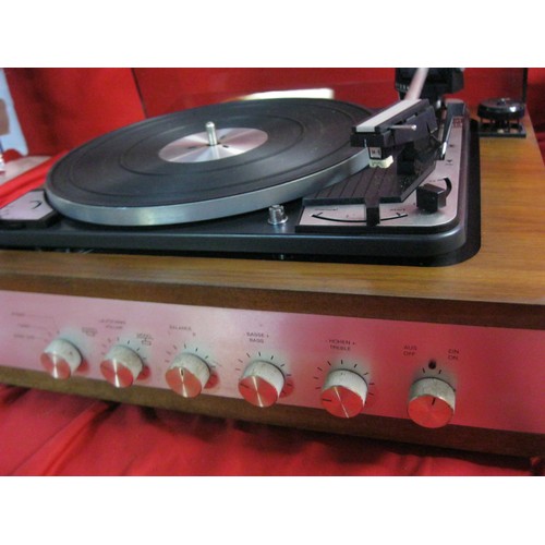 267 - A Dual HF31 stand alone wooden cased record player with onboard amp, output 2 x 6W, Dual 1015 Turnta... 