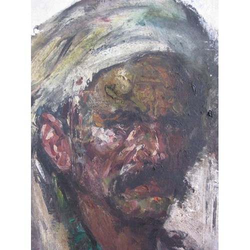 308 - An oil on canvas of an Indian gentleman, signed but signature indecipherable, framed