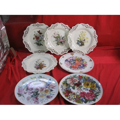 312 - Bradford Exchange Royal Creamware floral plates and other decorative plates - four plates from the F... 