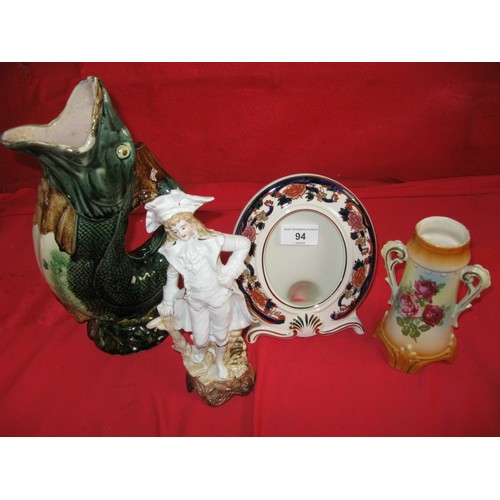 94 - Mason's Mandalay oval photograph flame with glass (overall height 16.5cm), a pottery glug jug (heigh... 