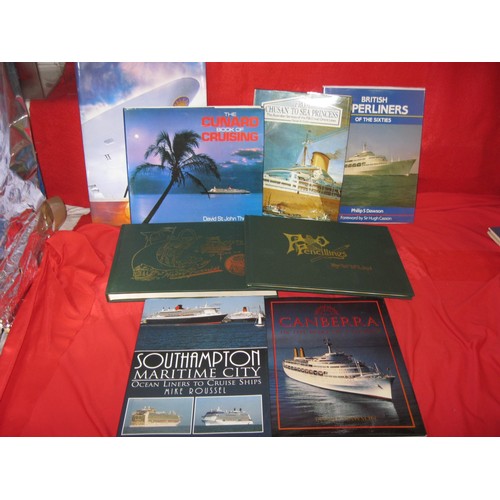 106 - A box of books on maritime subjects, primarily cruise and steam ships, all in excellent condition.